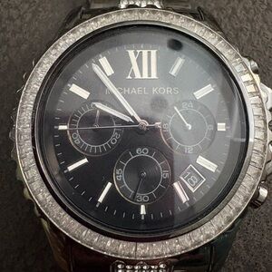 Micheal Kors Dark steal Watch with Crystal Accents